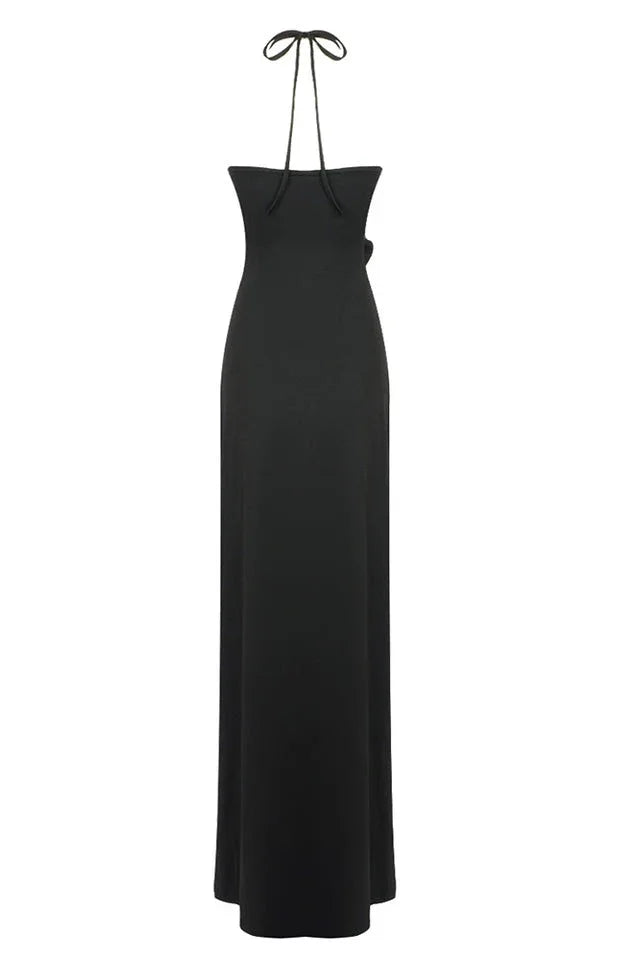 Halter Neck Ruched Maxi Dress - View 16 | TEVQA