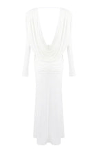 White long sleeve maxi dress with cowl neck - View 13 | TEVQA
