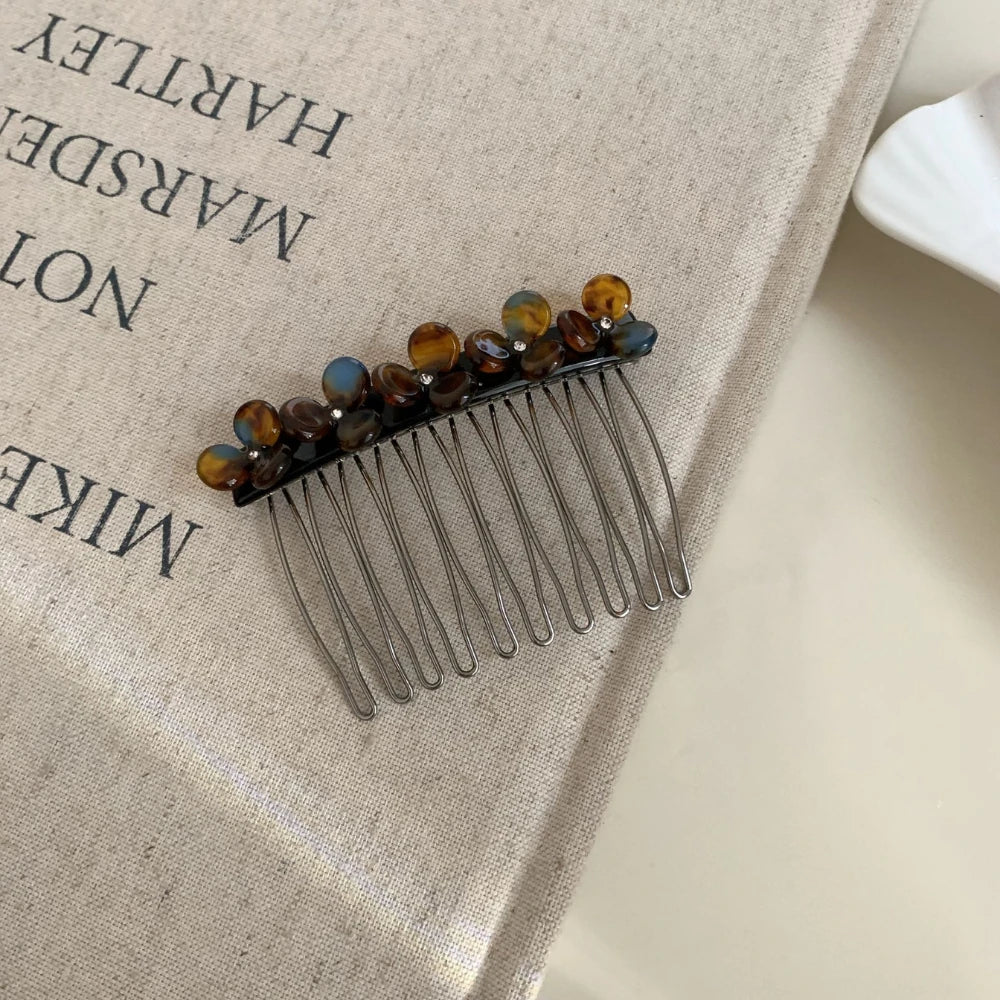 Dainty Acetate Flower Hair Comb - 2.9 Inch Decorative Side Comb