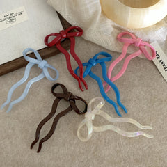 Cute Acetate Bow French Hair Pin - 4 Inch Wavy U-Shaped