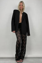 Lace Wide Leg Trousers - View 8 | TEVQA