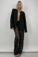 Lace Wide Leg Trousers - View 8 | TEVQA