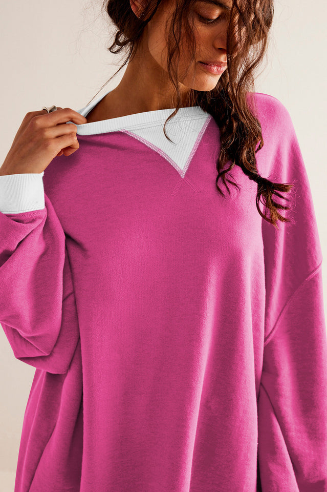 Contrast Dropped Shoulder Sweatshirt | Dress In Beauty