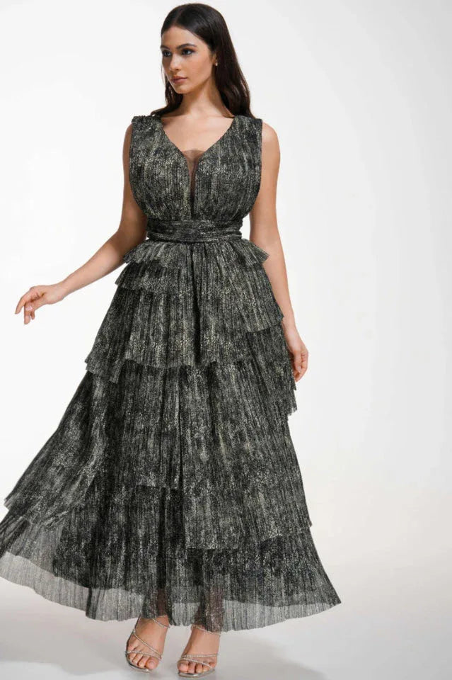 Asymmetric Tiered Formal Dress - View 10 | TEVQA