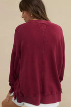 Comfy Chic Raw Seam Oversized Sweatshirt - TEVQA