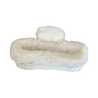 White faux fur claw clip