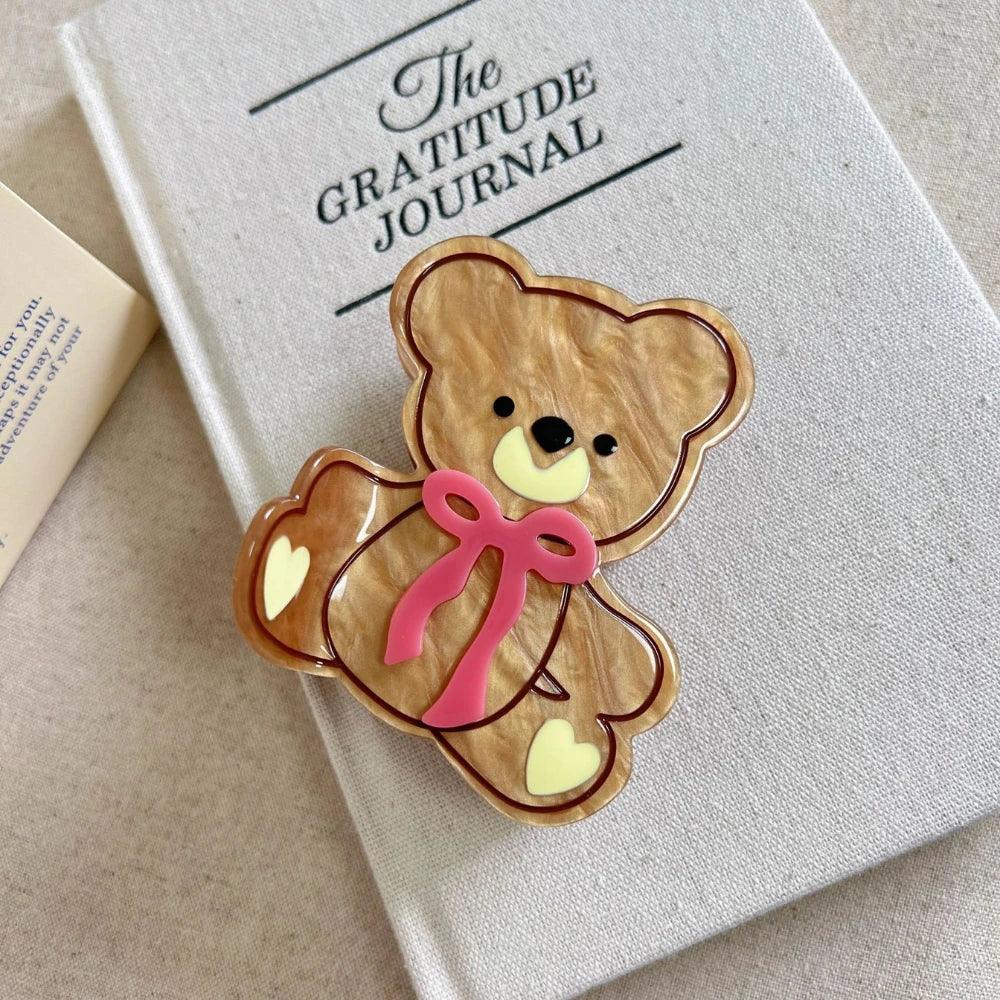 Teddy Bear Acetate Hair Claw Clip - View 8 | TEVQA