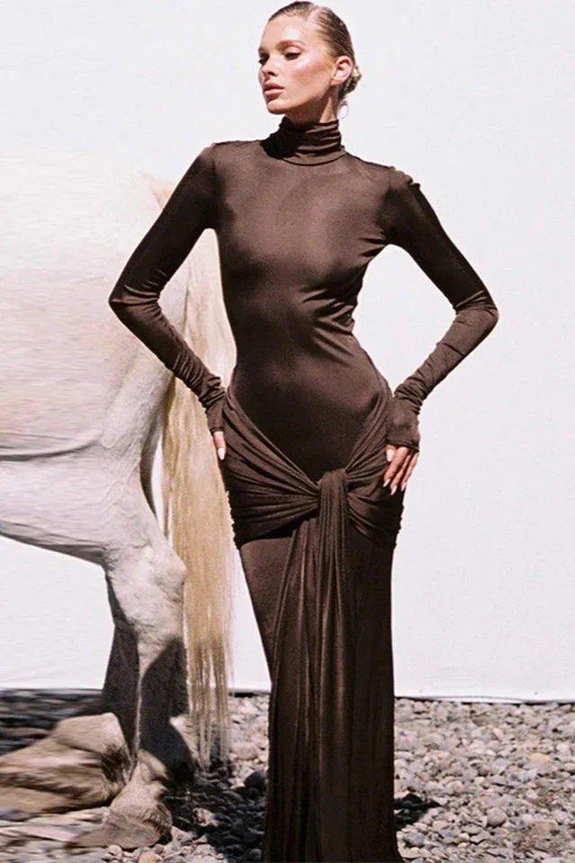 Long Sleeve Mock Neck Dress Secondary image