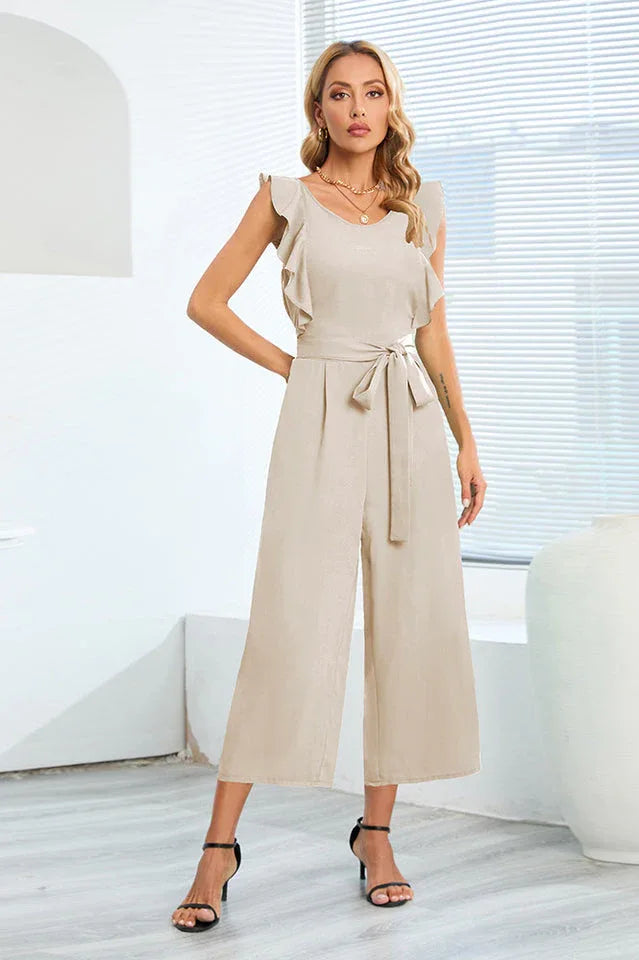Ruffle Sleeve Wide Leg Jumpsuit - View 11 | TEVQA
