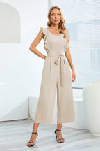 Ruffle Sleeve Wide Leg Jumpsuit - View 11 | TEVQA