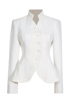 Mandarin Collar Peplum Jacket and Pleated Skirt Set - View 9 | TEVQA