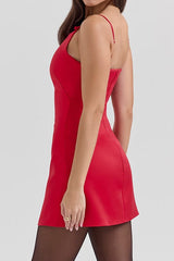 Dainty Square Neck A Line Mini Dress | Dress In Beauty