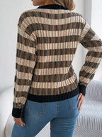 Vintage Lantern Sleeve Knit Sweater - Burgundy - TEVQA