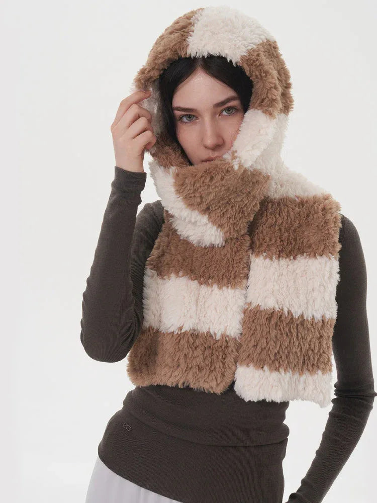 Candy Stripe Plush Faux Fur Scarf - View 8 | TEVQA