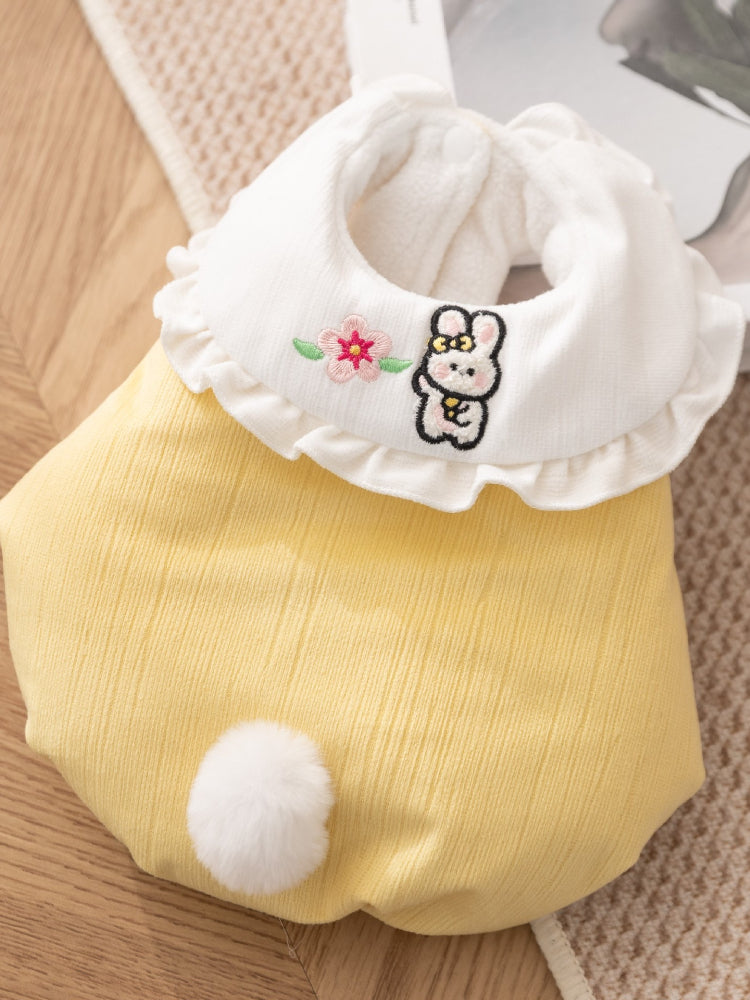 Yellow Bunny Embroidered Fleece Dog Vest