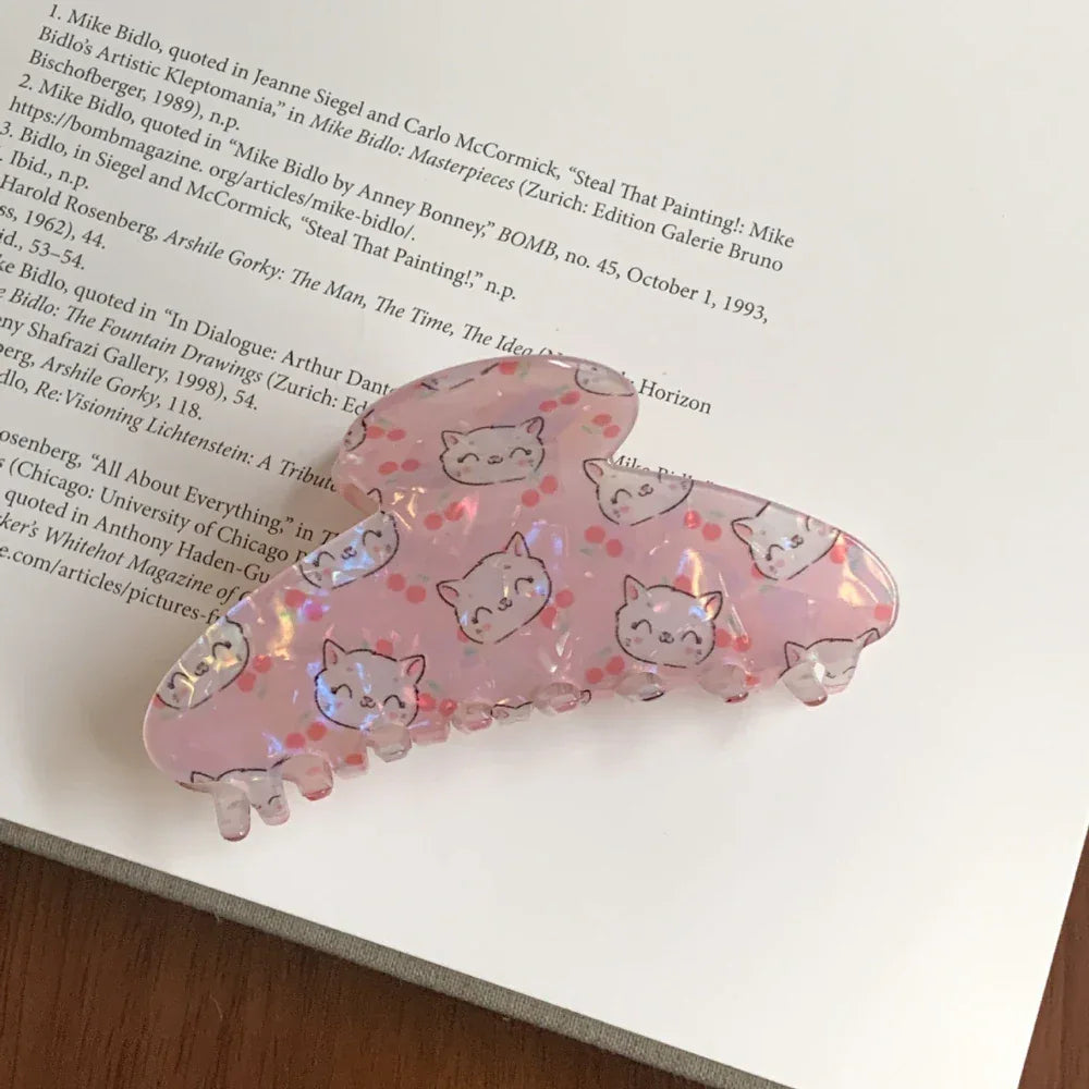 Large iridescent cat print hair claw clip - View 8 | TEVQA