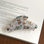 Large iridescent cat print hair claw clip - View 9 | TEVQA