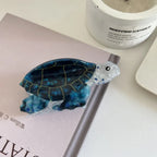 Vibrant Sea Turtle Acetate Hair Claw Clip - 3.5 Inch Tropical Coastal Accessory - TEVQA