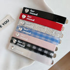 Y2K Preppy Rhinestone Heart Acetate Barrette (2.8 Inch) - TEVQA