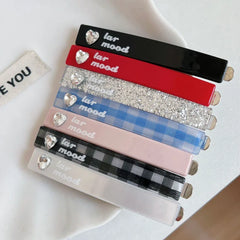 Y2K Preppy Rhinestone Heart Acetate Barrette (2.8 Inch) - TEVQA