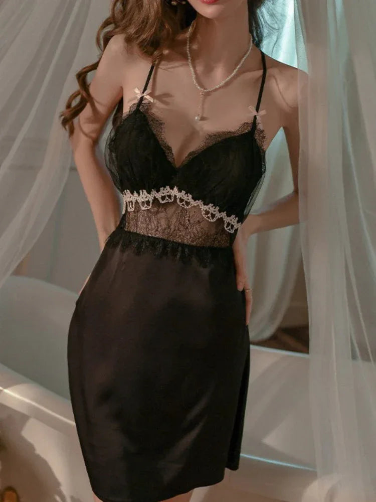 Floral Embroidered Satin Slip Dress Secondary image