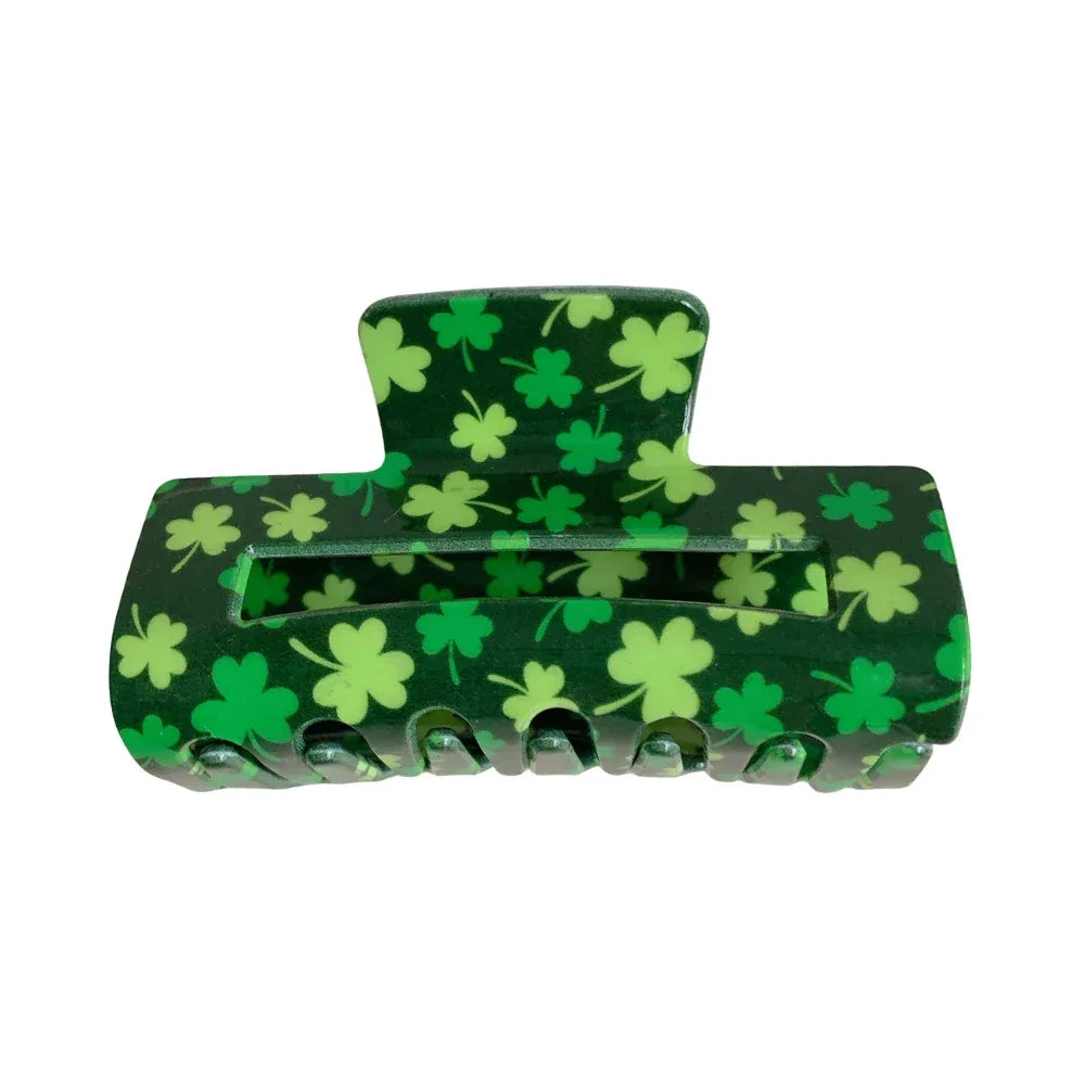 Lucky Clover Green Hair Claw Clip - St. Patrick's Day Shamrock Accessory - TEVQA