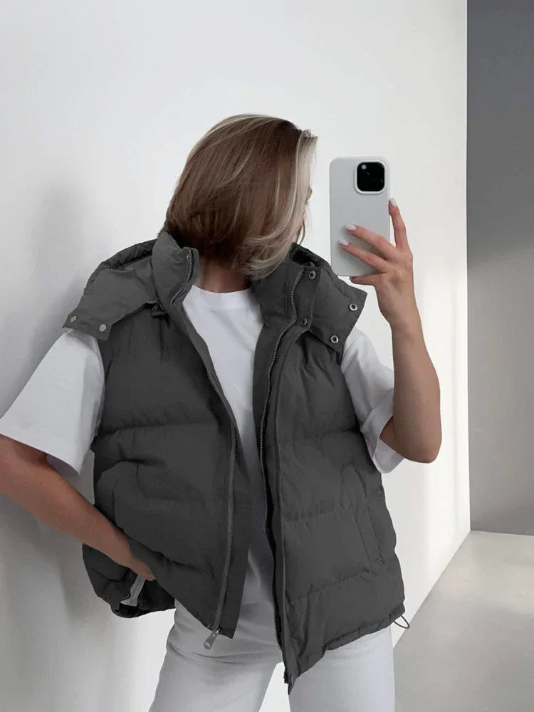 Hooded Puffer Vest - View 13 | TEVQA