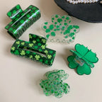 Lucky Clover Green Hair Claw Clip - St. Patrick's Day Shamrock Accessory - TEVQA