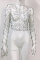 Crystal Diamond See Through Crop Top | Dress In Beauty
