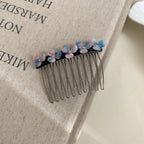 Acetate Flower Hair Comb with Decorative Side Clip - View 7 | TEVQA