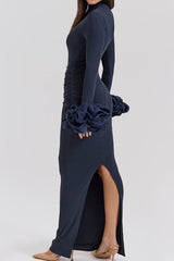 Fabienne Midnight Ruffle Sleeve Maxi Dress | Dress In Beauty