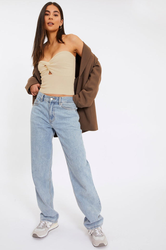 Merlaine Strapless Knotted Knit Crop Top | Dress In Beauty