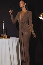 Sequin long sleeve evening dress - View 7 | TEVQA