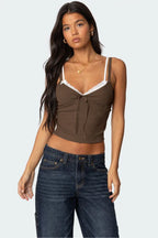 Lace Trim Cropped Tank Top - View 16 | TEVQA