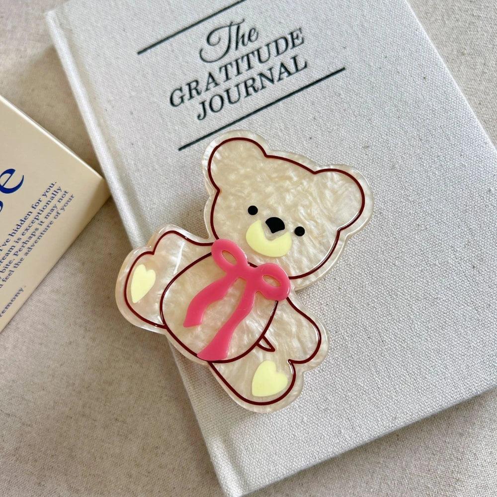 Teddy Bear Acetate Hair Claw Clip - View 7 | TEVQA
