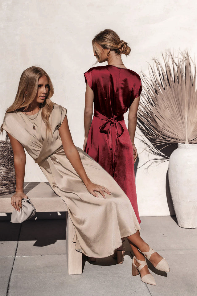 Scoop A-line Satin Bridesmaid Dress | Dress In Beauty