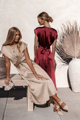 Scoop A-line Satin Bridesmaid Dress | Dress In Beauty