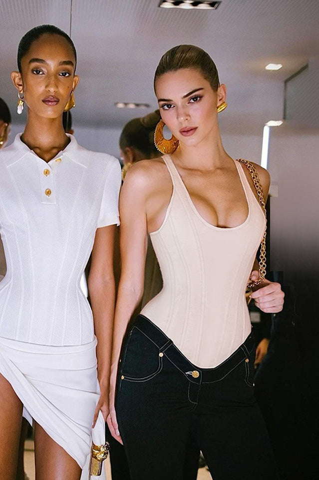 Zipper Tie-Up Corset Waist Tank Top | Dress In Beauty