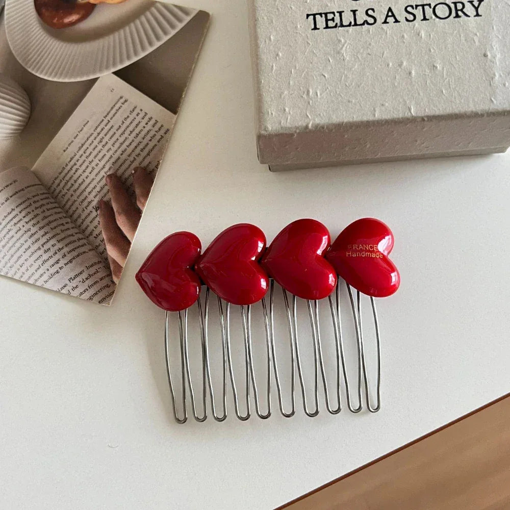 Heart Acetate Hair Comb Pin - View 7 | TEVQA