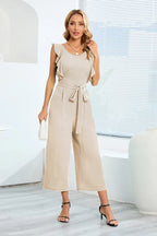 Ruffle Sleeve Wide Leg Jumpsuit - View 12 | TEVQA