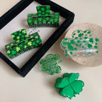 Lucky Clover Green Hair Claw Clip - St. Patrick's Day Shamrock Accessory - TEVQA