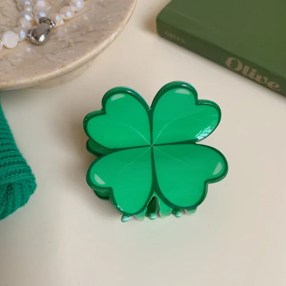 Lucky Clover Green Hair Claw Clip - St. Patrick's Day Shamrock Accessory - TEVQA