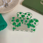 Lucky Clover Green Hair Claw Clip - St. Patrick's Day Shamrock Accessory - TEVQA