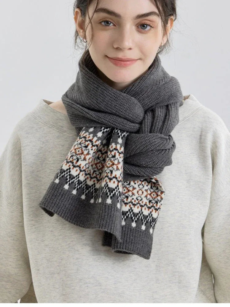 Fair Isle Knit Scarf - View 6 | TEVQA