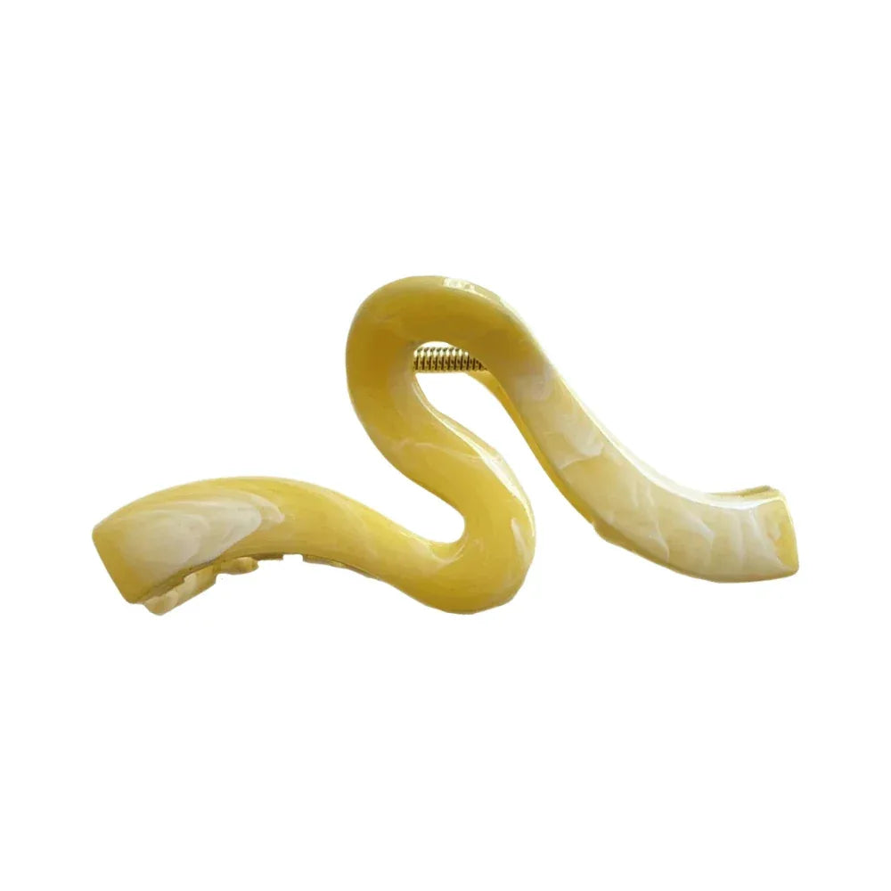 Yellow marbled wavy hair claw clip Main image