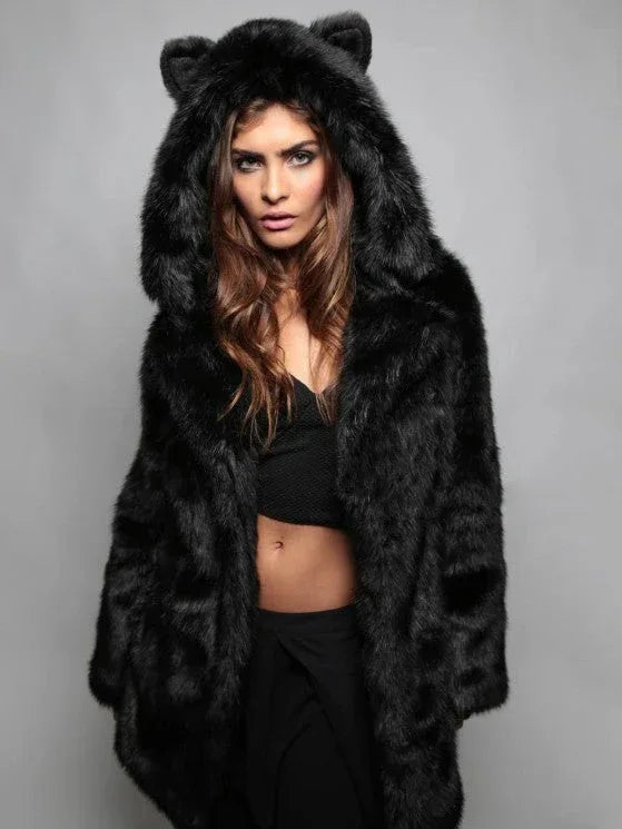 Wildcat Leopard Print Faux Fur Coat - TEVQA