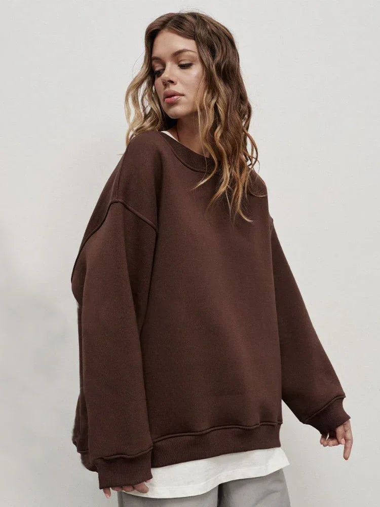 Ultimate Oversized Fleece Crew Neck Sweatshirt - TEVQA