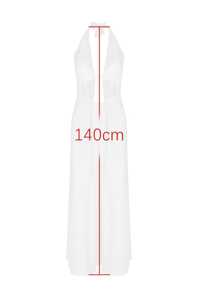 Halter Neck Pleated Hollow White Dress | Dress In Beauty