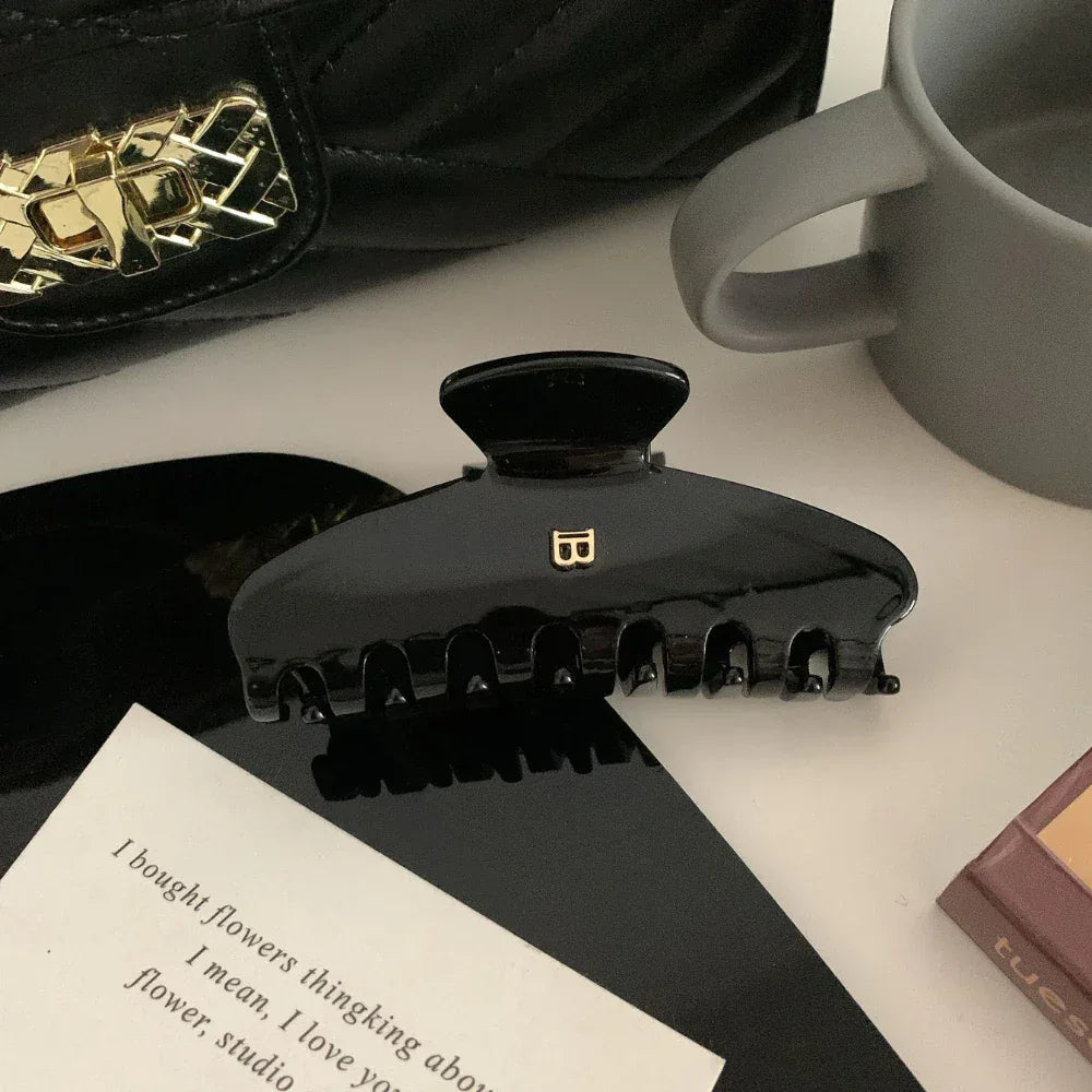 'B' Monogram Acetate Hair Claw Clip - View 6 | TEVQA