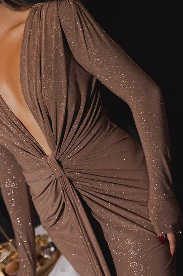 Sequin long sleeve evening dress - View 6 | TEVQA